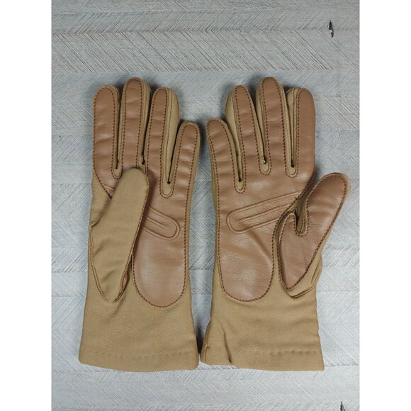 Vintage Sheer Energy Leggs Gloves Beige Driving Red Fleece Lining Size Large - Picture 2 of 5